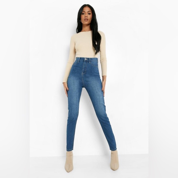 BOOHOO WOMEN’S BASIC SKINNY JEAN JEGGING SIZE 8 TALL - Picture 2 of 8